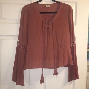 Rust Red Bell Sleeve Boho Top